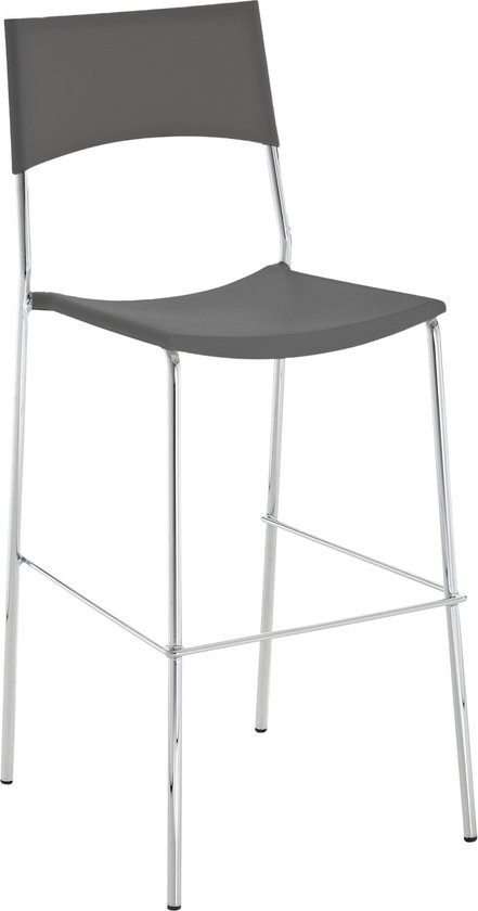 Barkruk LUXY - Met rugleuning - In hoogte verstelbaar - Set van 1 - Ergonomisch - barstoelen - Keuken - grijs - 77cm