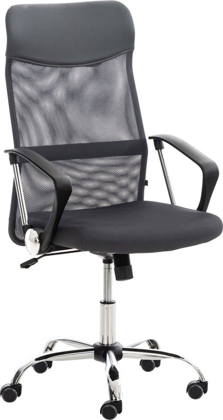 Luxe bureaustoel Romualdo - Zwart - Op wielen - 100% polyurethaan - Ergonomische bureaustoel - In hoogte verstelbaar - Voor volwassenen