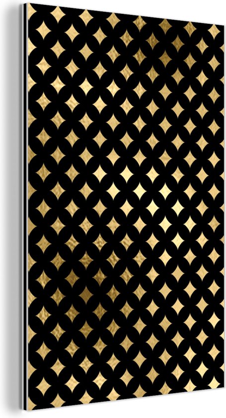 Décoration murale Métal - Peinture Aluminium Industriel - Motifs - Or - Zwart - Diamant - 120x180 cm - Dibond - Photo sur aluminium - Décoration murale industrielle - Pour le salon/chambre