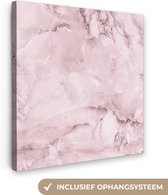 Canvas Schilderij Marmer - Plamuur - Roze - 50x50 cm - Wanddecoratie