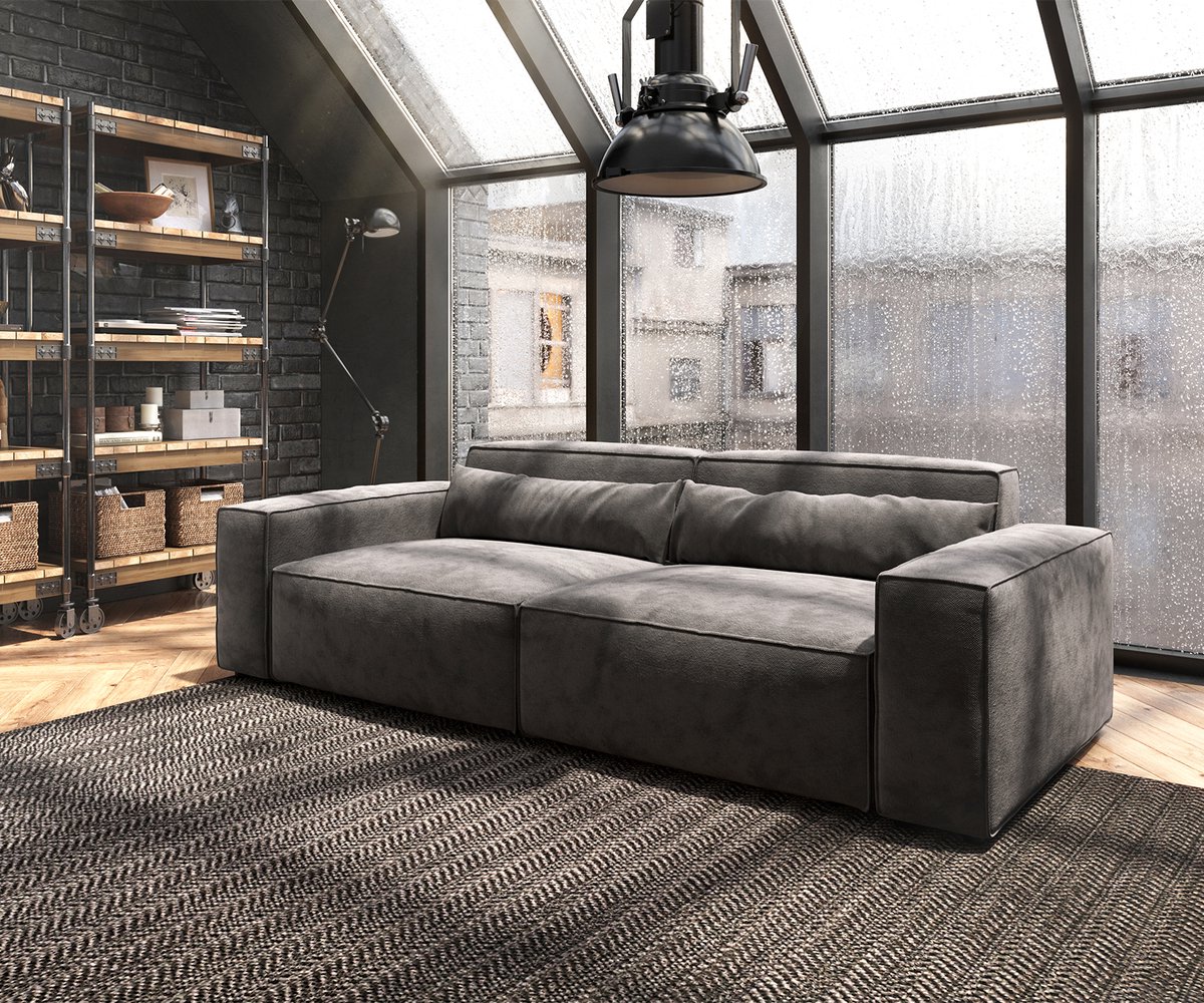 DELIFE Big-Sofa Sirpio 230x95 cm microvezel kaki bruin