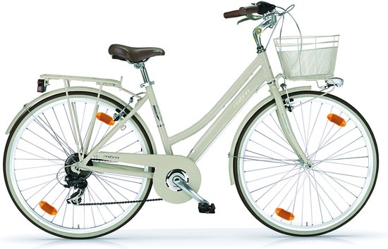 Vélo pour dames Classic - Vélo de ville à 6 vitesses - Taille de roue de 28 pouces - Hybride - Panier de vélo - Taille de cadre 46 cm - Crème