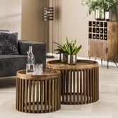 Salontafelset tweak | bruin | hout | Ø 65 en 40 cm hoog | Ø 50 en 35 cm hoog | woonkamer | modern design