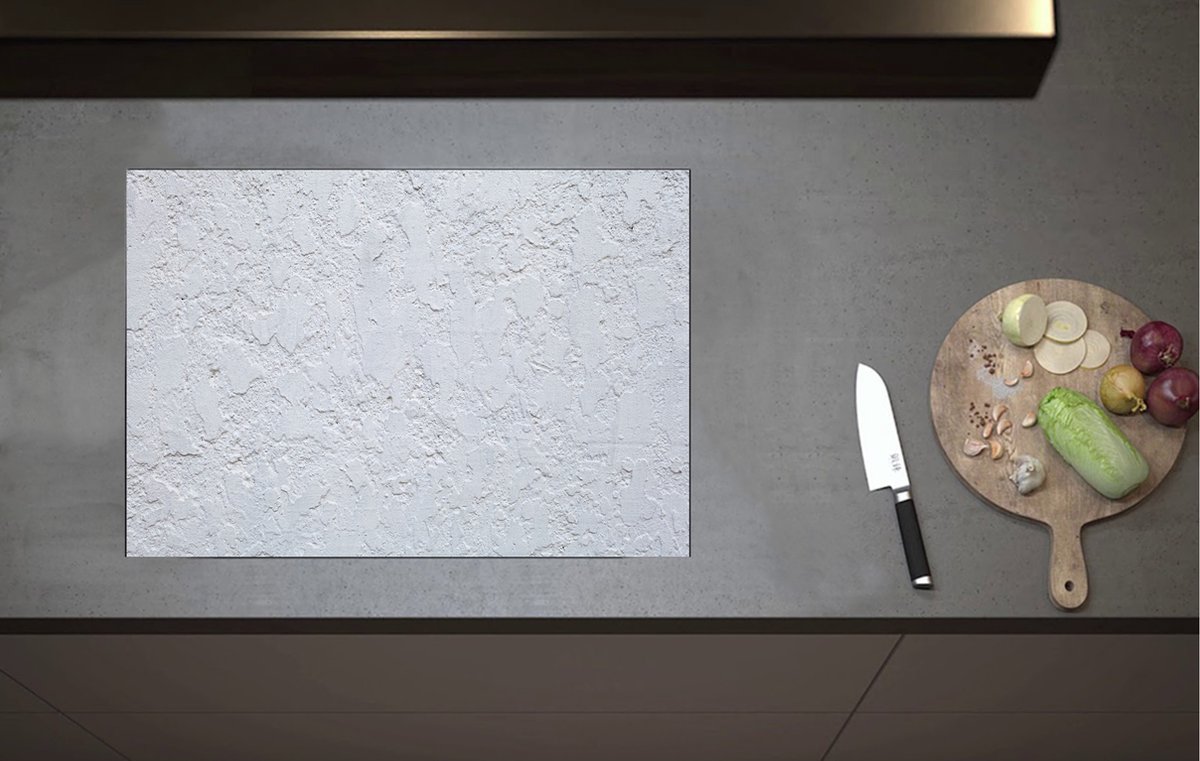 Inductieplaat Beschermer - Wit Beton - 60x52 cm - 2 mm Dik - Inductie Beschermer van Vinyl