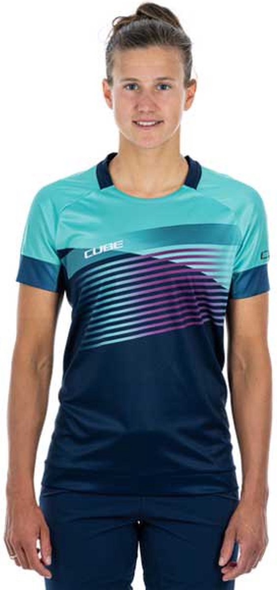 Cube Teamline Enduro-trui Met Korte Mouwen Blauw 2XL Vrouw