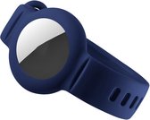 Siliconen bandje - hoesje - geschikt voor AirTag - polsbandje - donkerblauw