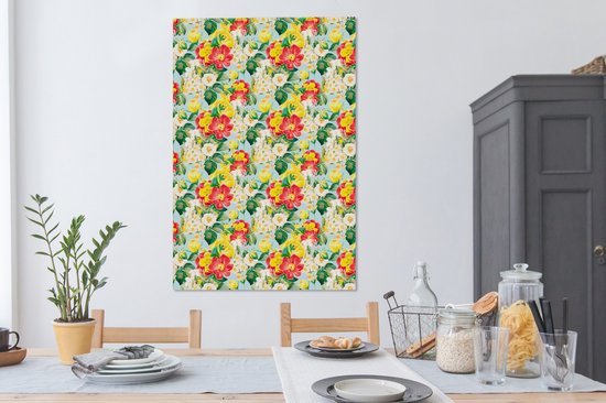 Tableau sur toile Fleurs - Pastel - Couleurs - 90x140 cm - Décoration murale