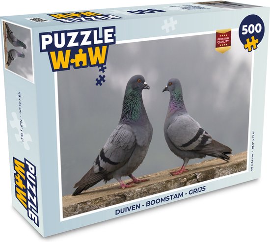 Puzzle Pigeons - Tronc d'arbre - Grijs - Puzzle - Puzzle 500 pièces - Sinterklaas présente - Sinterklaas pour les grands enfants