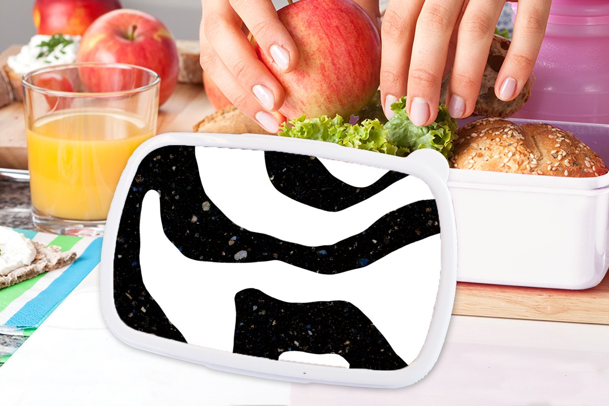 Broodtrommel Wit - Lunchbox - Brooddoos - Abstract - Minimalisme - Design - 18x12x6 cm - Volwassenen