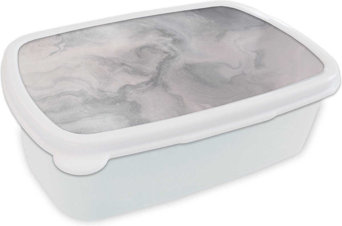 Broodtrommel Wit - Lunchbox - Brooddoos - Wolken - Abstract - Verf - 18x12x6 cm - Volwassenen