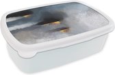 Broodtrommel Wit - Lunchbox - Brooddoos - Wolken - Gold - Abstract - 18x12x6 cm - Volwassenen