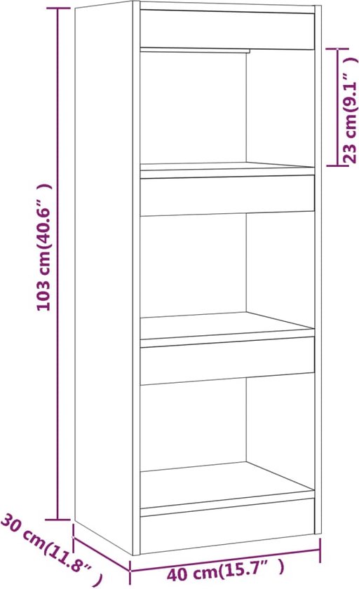 VidaXL Boekenkast/kamerscherm 40x30x103 spaanplaat