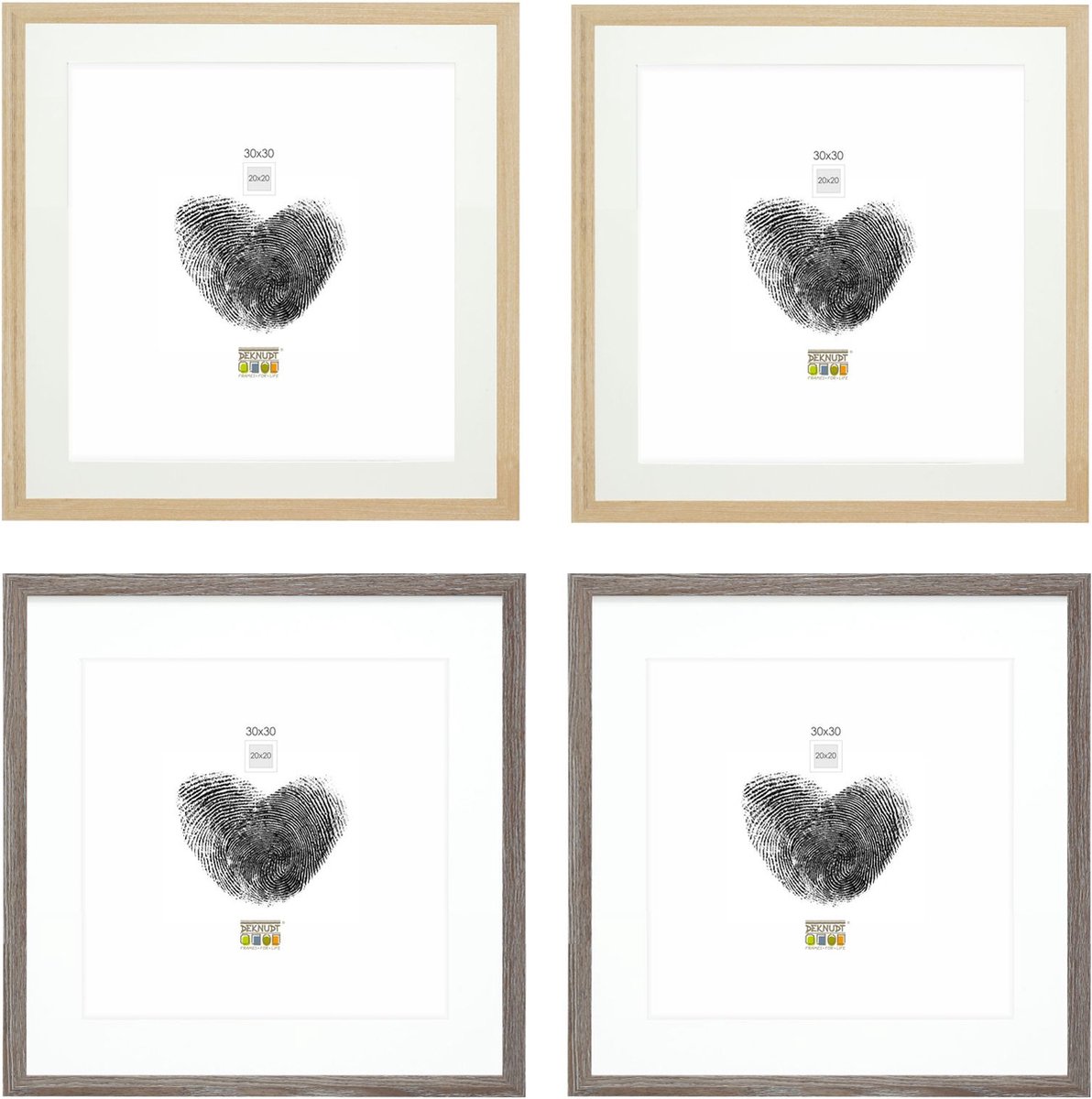 Deknudt Frames fotowand S66KMP 1 - 4 fotokaders - foto 20x20/30x30 cm naturel