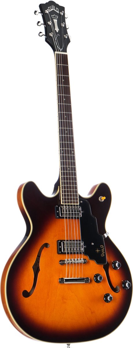 Guild Starfire IV ST Maple Antique Burst semi-akoestische gitaar met koffer