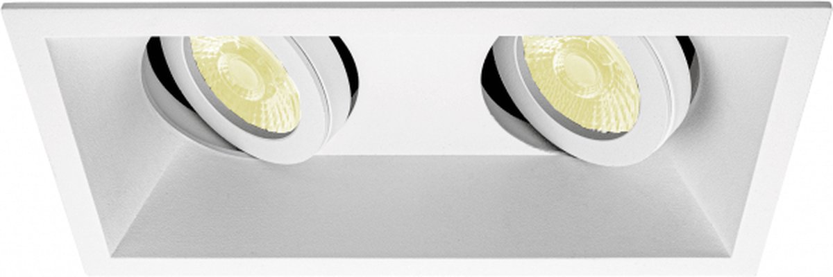 Inbouwspot Altin met Philips HUE White - spotje - Wit - dubbele verdiepte spot - Voor binnen / woonkamer / keuken / slaapkamer - IP20 - GU10 - Buitendiameter: Dubbele spot - boorgat: Vierkante uitsparing - min. Inbouwdiepte: 90MM