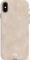xoxo Wildhearts Marble Nude Vibes - Single Layer - Hardcase hoesje geschikt voor iPhone X / Xs - hoesje shockproof case geschikt voor Apple iPhone 10 / Xs hoesje marmer - Beige / crème