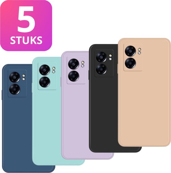 Pack de 5 - Coque pour OPPO A17 - 5x Coque Antichoc en Siliconen - Zwart + 4 Couleurs - Housse en TPU Robuste - Multipack Couleurs Mélangées