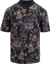 Marc O'Polo - T-Shirt Bloemen Navy - Heren - Maat L - Regular-fit