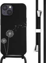 iMoshion Hoesje Geschikt voor iPhone 13 Hoesje Met Koord - iMoshion Siliconen design hoesje met koord - Zwart / Dandelion Black