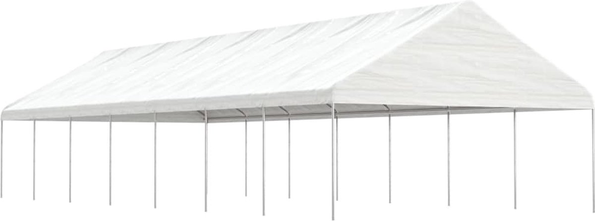 vidaXL - Prieel - met - dak - 15,61x5,88x3,75 - m - polyetheen - wit
