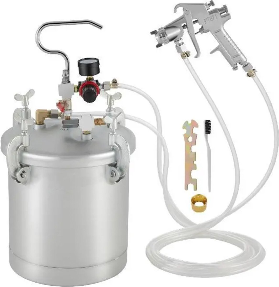 Happyment Verfpistool met 10L drukvat - Verfspuit - Schildercoating - Spuitmachine - Hogedruk 2,5gal