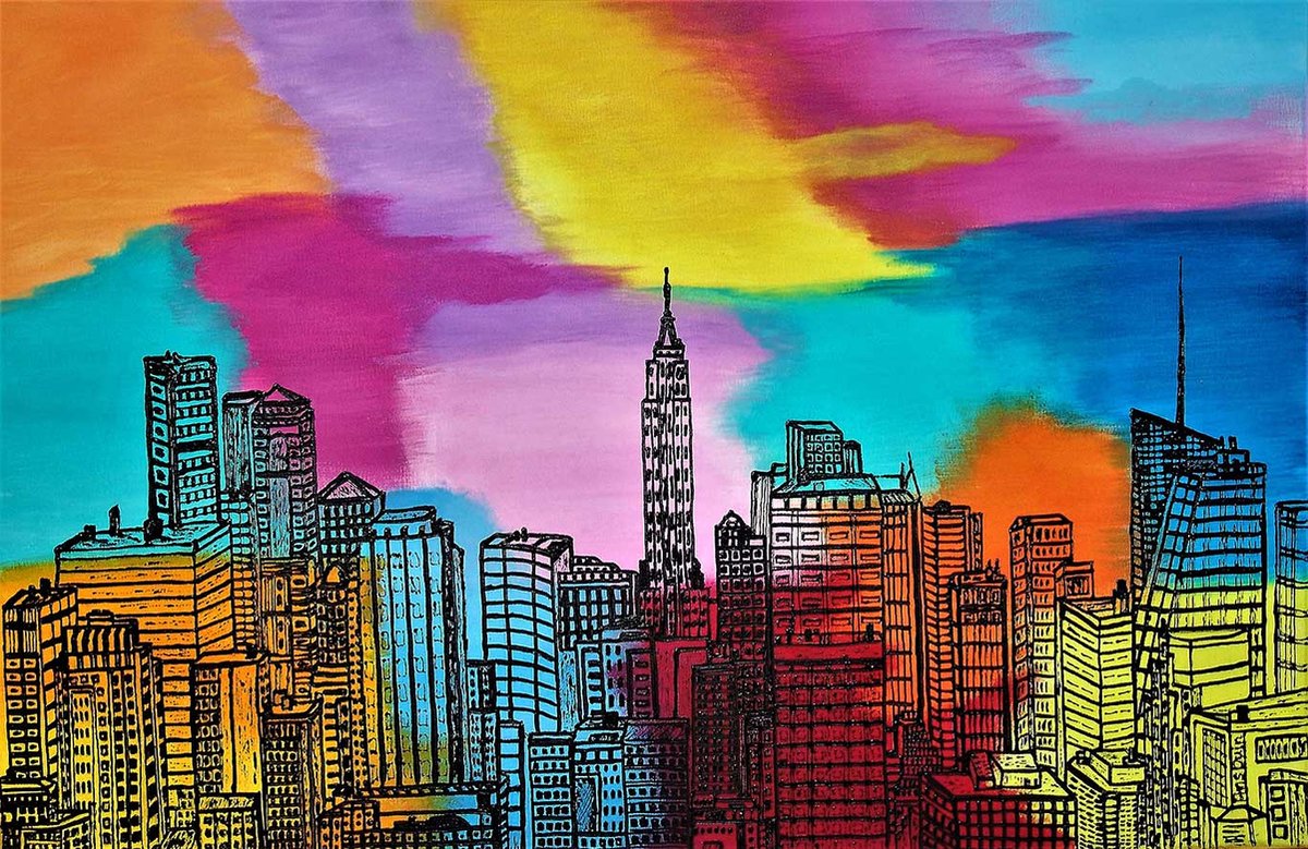 Passion For Art View on New York - Poster - 40 x 50 cm blauw