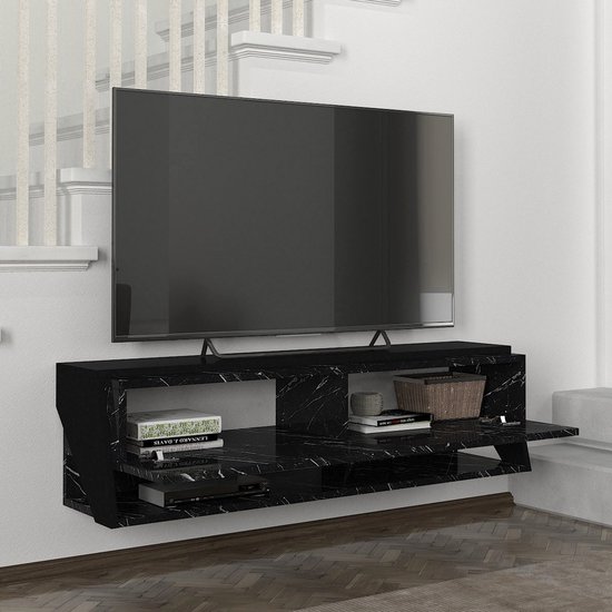 Tv meubel Kimitoön zwevend 120x31,5x32,5 cm marmer zwart