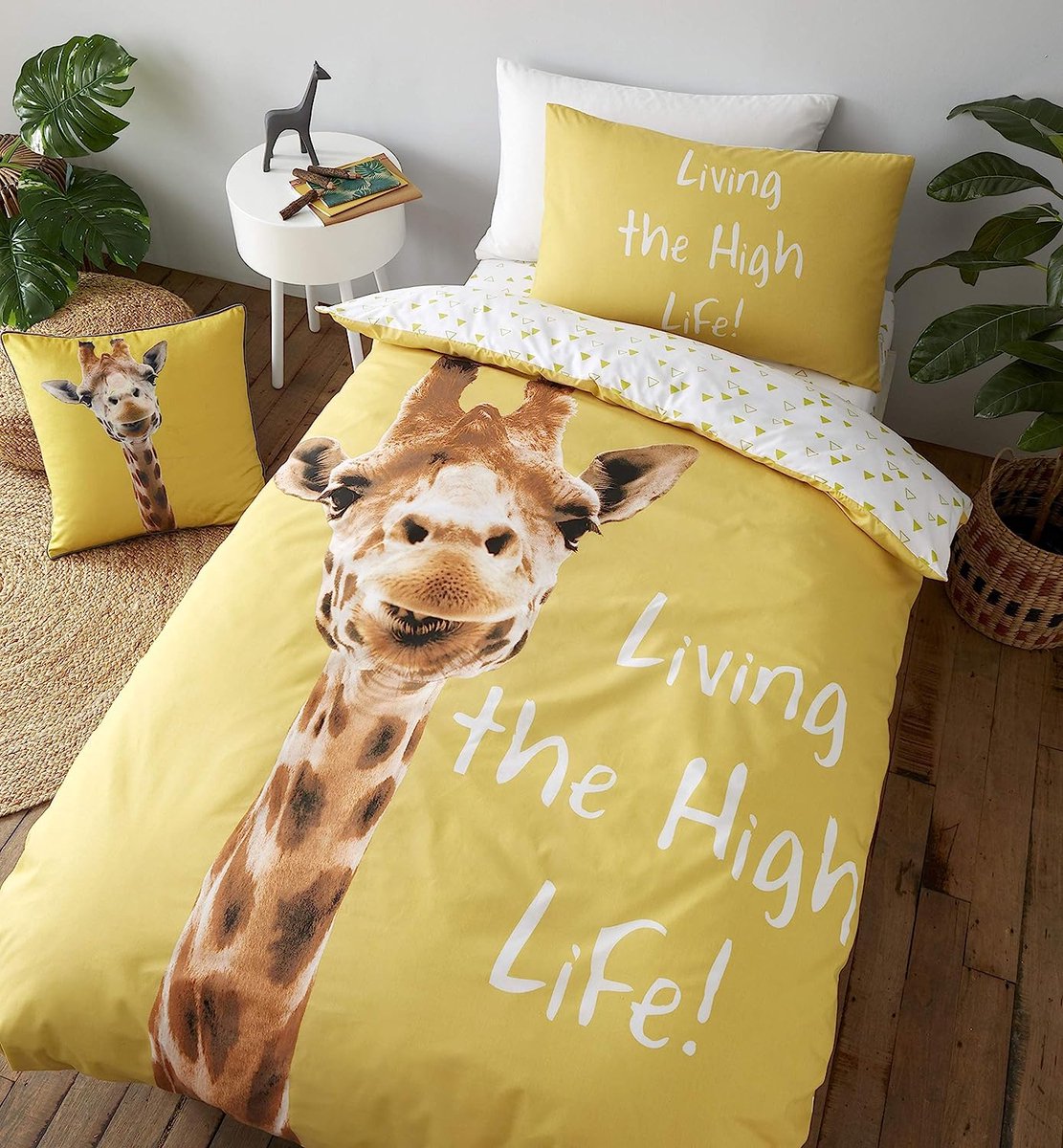 Beddengoed Giraffe Single Dekbedovertrek Set met kussenslopen Geel