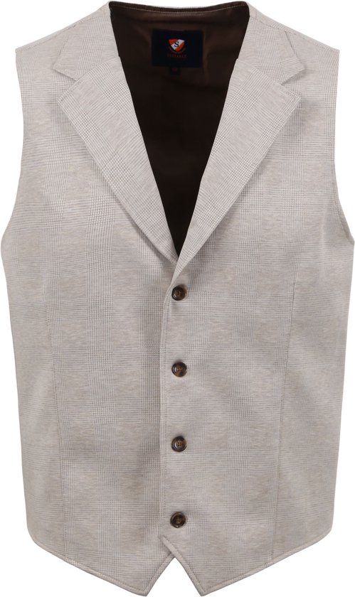 Suitable - Gilet Ruiten Zand - Heren - Modern-fit