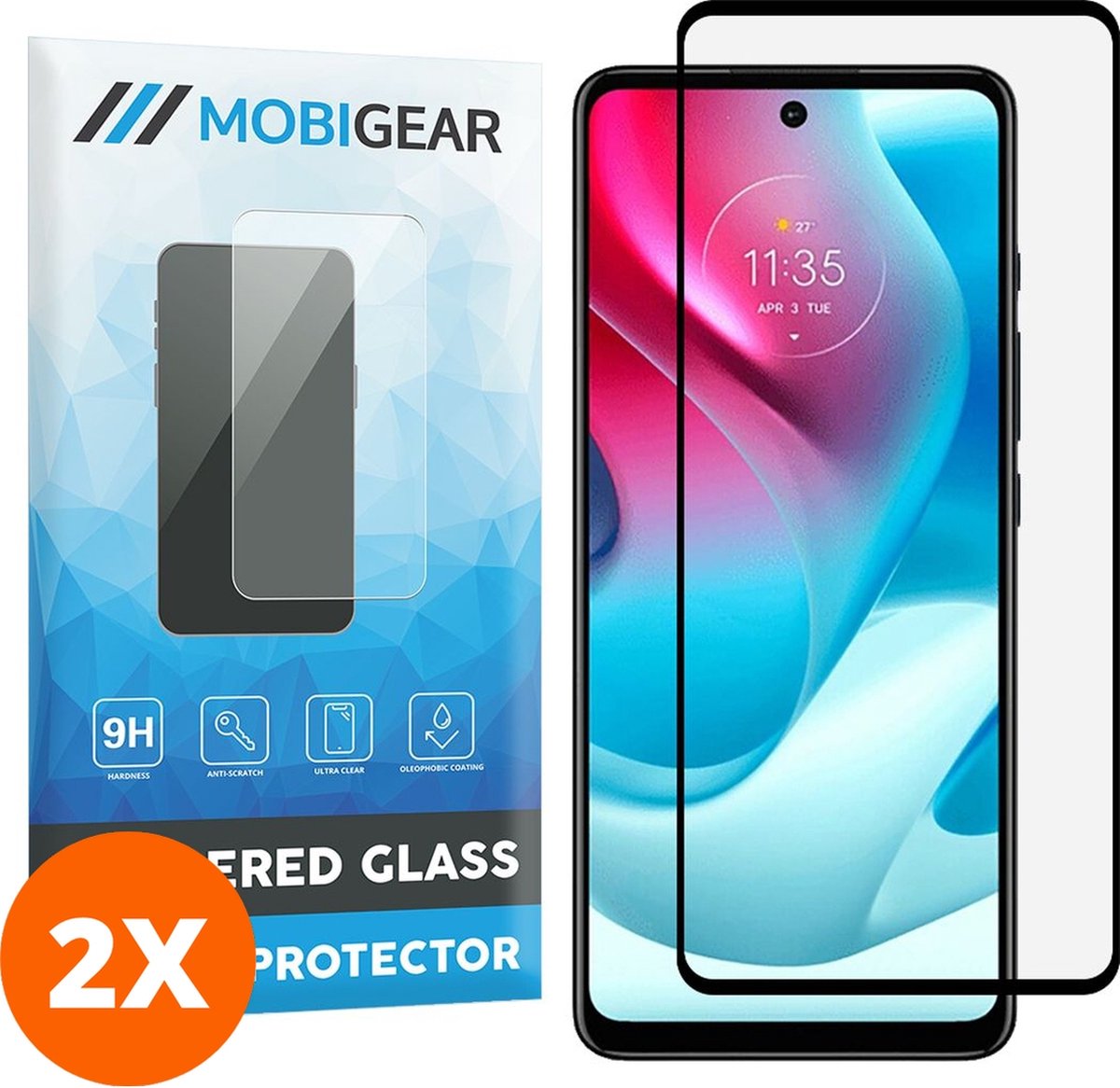 Mobigear Screenprotector geschikt voor Motorola Moto G60s Glazen | Mobigear Premium Screenprotector - Case Friendly - Zwart (2-Pack)