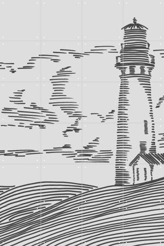 IXXI Storm Coming at the Lighthouse - Wanddecoratie - Line art - 80 x 120 cm