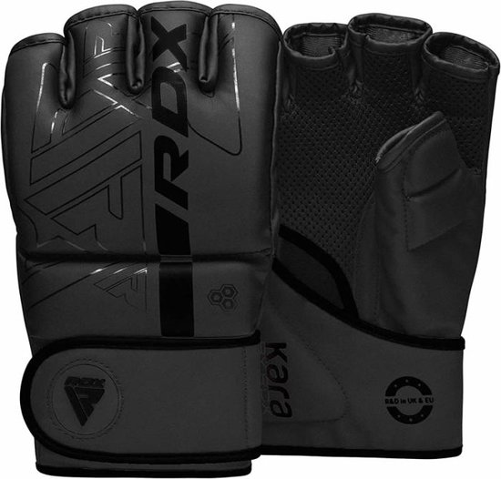 RDX Sports - F6 Kara - Gants de boxe - Gloves MMA - Entraînement - Gants d'arts martiaux - Boxe - Zwart - Mat - Taille M
