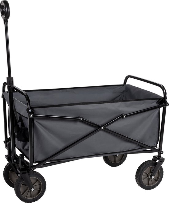 Camp Active Bolderkar Opvouwbaar - Bolderwagen tot 70kg - Rolwagentje voor Camping en Festivals - in Hoogte Verstelbare Hendel - Strandwagen 82 x 52 x 63 cm - Zwart