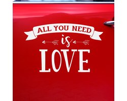 PartyDeco trouwauto decoratie sticker/autosticker Love - Bruiloft - wit - 33 x 45 cm - just married