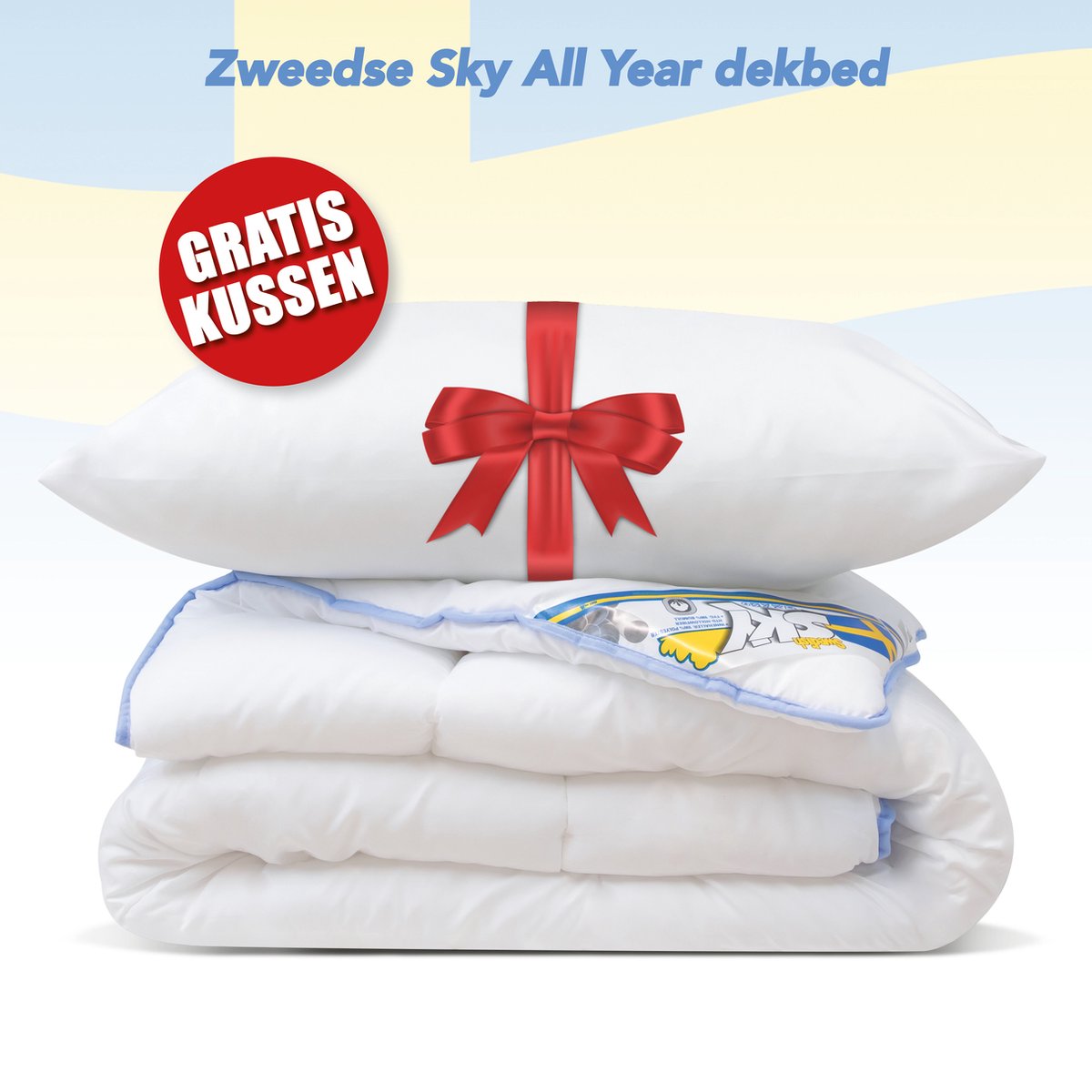 Swedish SKY All Year dekbed + 1 Hoofdkussen - Eenpersoons - Dekbed Set - 140x200 cm Wit