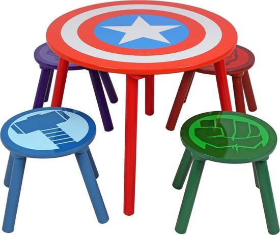 Disney Avengers - Ronde Tafel & 4 Stoelen Set - Jeugdmeubilair