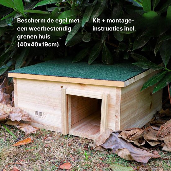 De Blije Egel Egelslaaphuis - Egelhuis van 100% Douglas - Waterdicht & schimmelvrij
