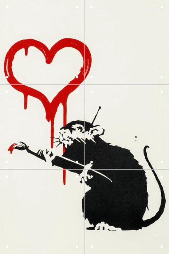 IXXI Love Rat - Banksy - Wanddecoratie - 60 x 40 cm