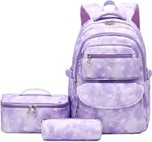 School Backpack for Girls 3 Pieces with Lunch Bag Pencil Case Breathable Lightweight School Bag Teenage Girls for 5-9 Classes 22 Liters School with USB Charging Port for Travel