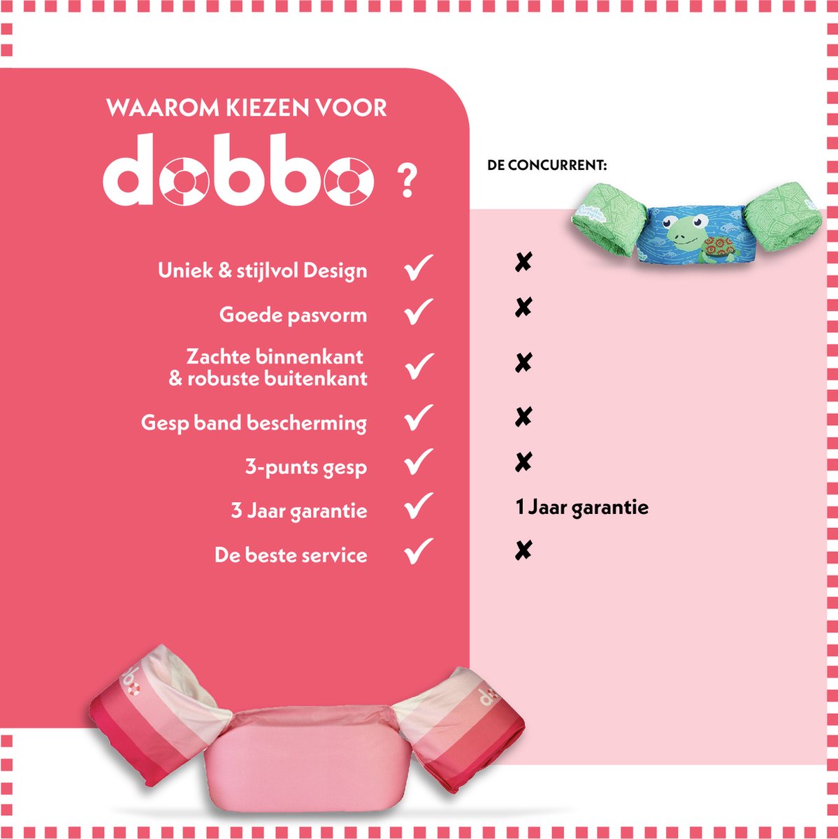 DOBBO Roze - Puddle Jumper - Zwembandjes - Zwemvest - Zwemvleugels - voor Kind van 2 tot 6 jaar - 15 tot 30kg - Roze — afbeelding 9