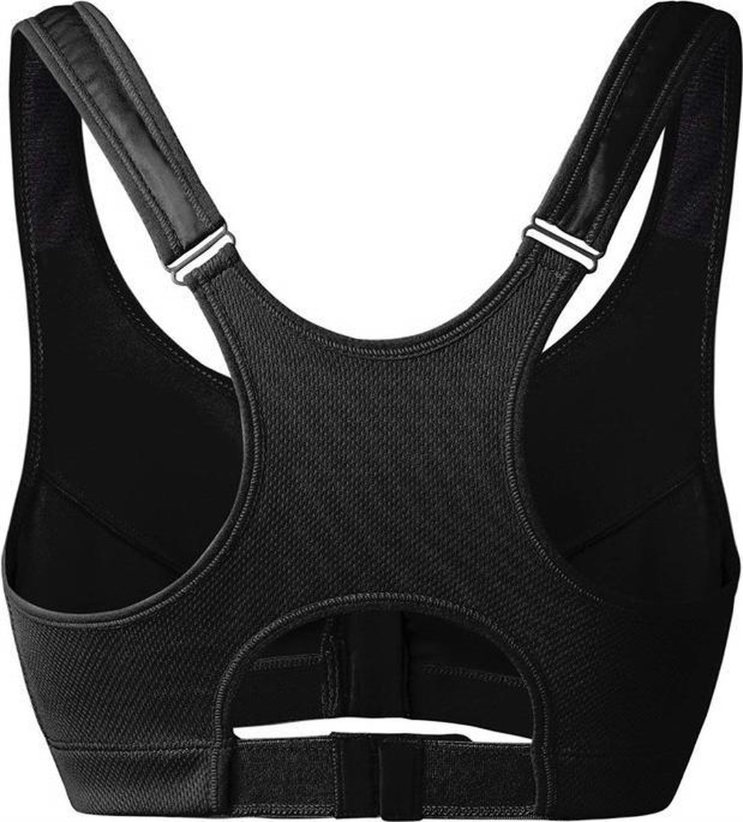 YIANNA Vrouwen Hoge Impact Sport BH Plus Size Zip Voorsluiting Bras Gewatteerde Verstelbare Riem, Zwart, XL