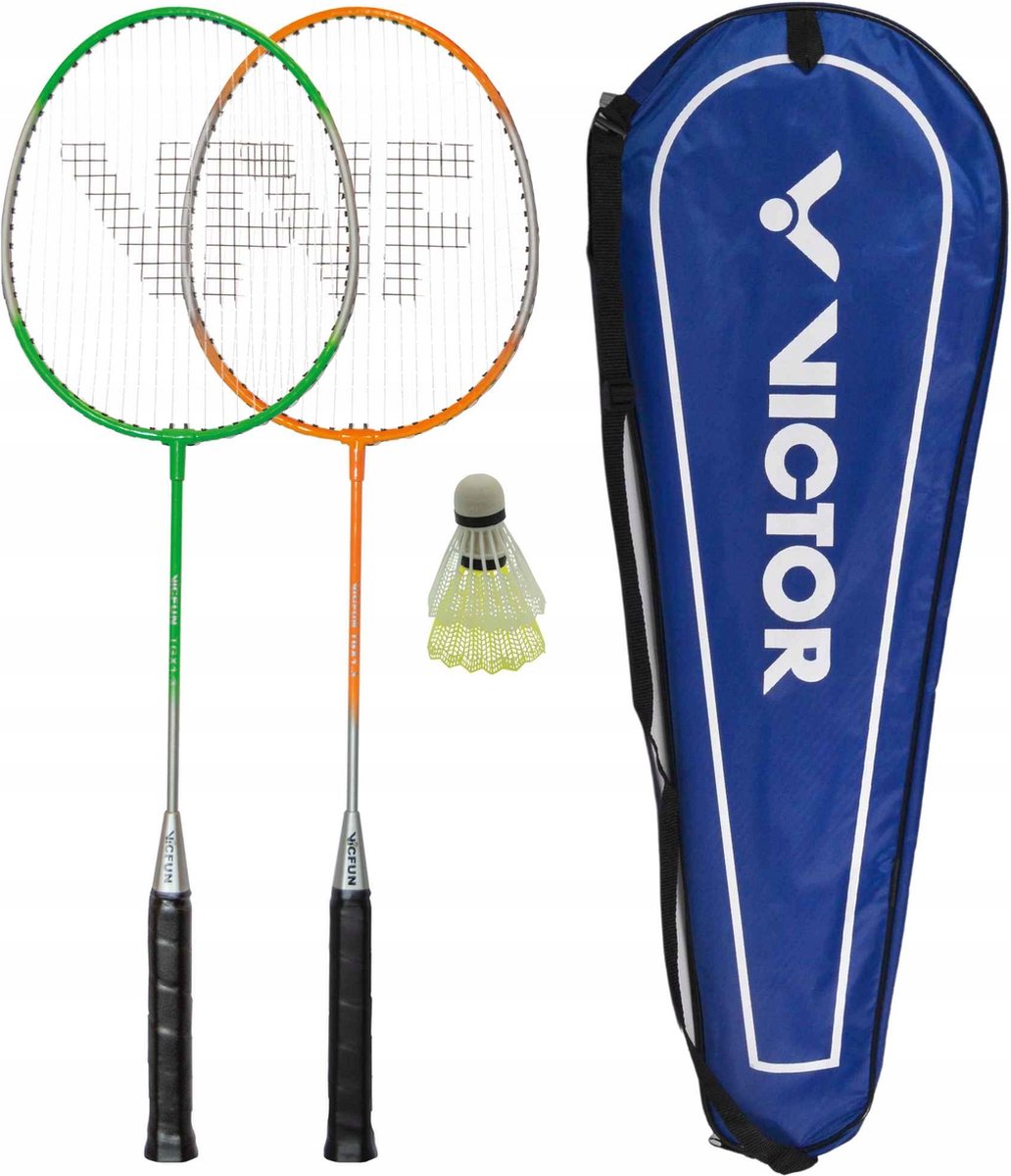 Playos® - Badmintonset - 2 Rackets - Oranje / Groen - in Hoes - Inclusief Shuttles - Badminton Rackets - Badminton Set - Professioneel