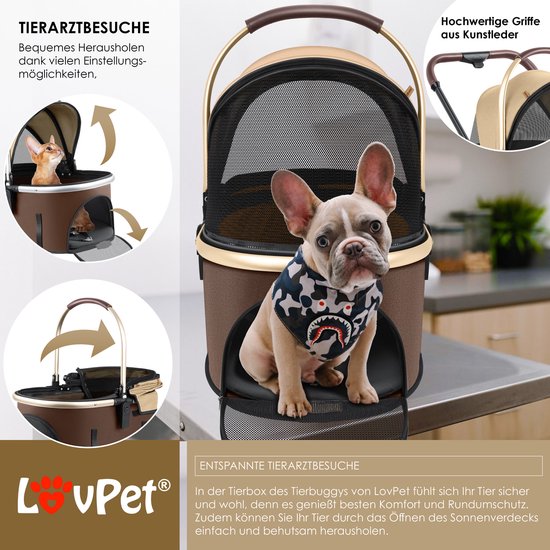 Lovpet® Hondentuigje zonder trein en wurgen voor kleine honden en puppy's, ademend en zacht borstharnas, reflecterend, no-pull-harnas incl. wieltjes voor zakken, verstelbaar harnas met handvat