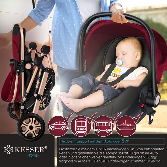 Kesser Loops Kinderwagen 3 in 1 - Incl. Autostoel & Reiswieg & Buggy  Sportzitje | bol