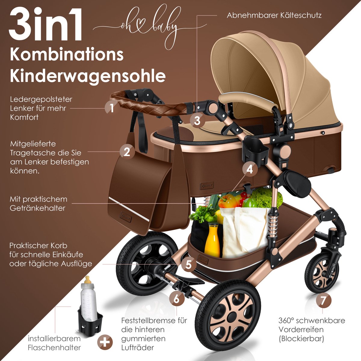 KESSER 3 in 1 Kinderwagen Set - afbeelding 3