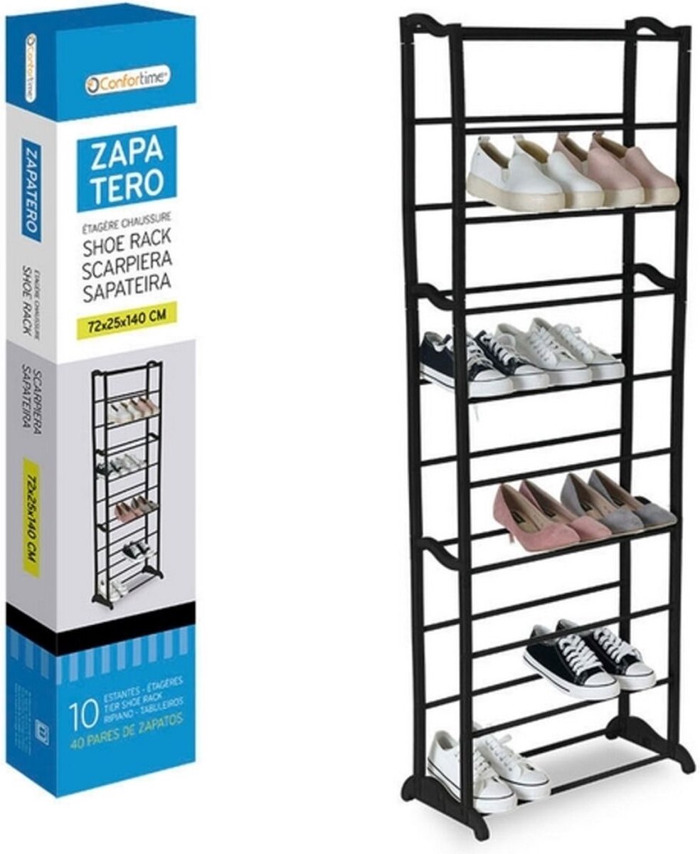 Confortime - Schoenenrek - Zwart - 72 x 25 x 140 cm - 40 paar