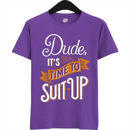 Dude Shuit Up | Vrijgezellenfeest Cadeau Man - Groom To Be Bachelor Party - Grappig Bruiloft En Bruidegom Bier Shirt - T-Shirt - Unisex - Dark Purple - Maat XL