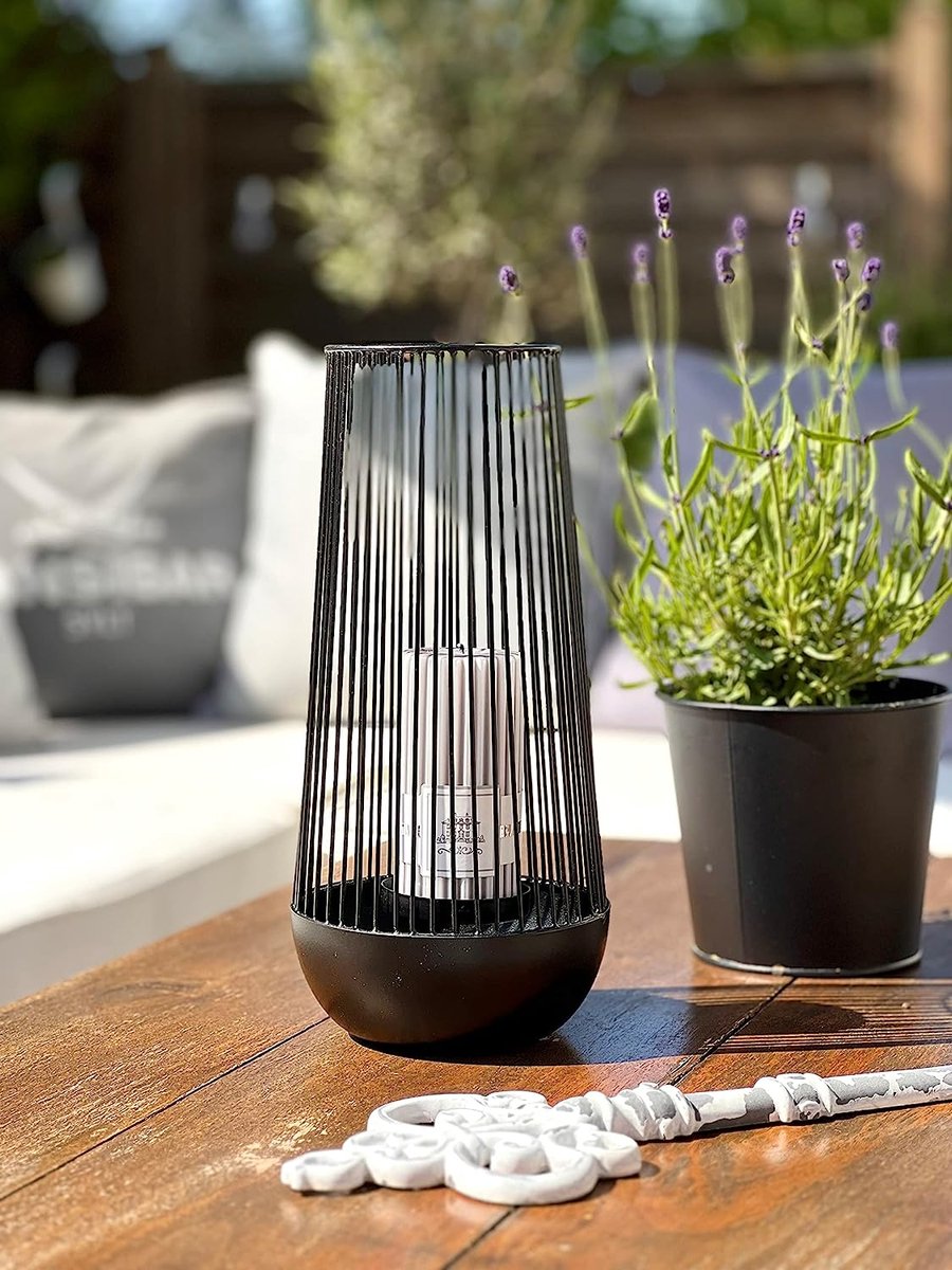 Brandsseller Wind light 14.5 x H30.5 cm metal grid design black candlestick lantern indoor outdoor decoration