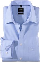 OLYMP Luxor modern fit overhemd - lichtblauw met wit geruit (contrast) - Strijkvrij - Boordmaat: 46