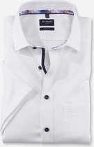 OLYMP modern fit overhemd - korte mouw - structuur - wit (contrast) - Strijkvrij - Boordmaat: 40